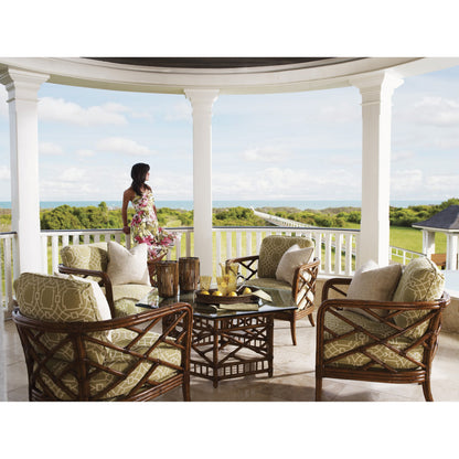 Key Largo Cocktail Table with Glass Top by Tommy Bahama Home. Made from unique in a coastal style.