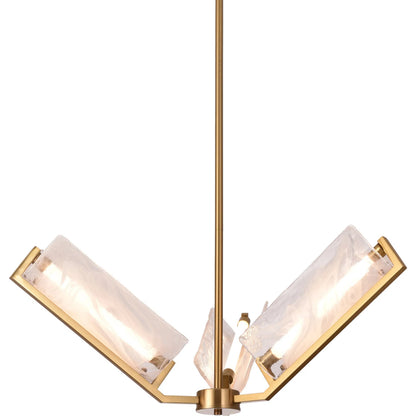 Mingle Chandelier by Varaluz in satin brass. Made from unique in a modern style.