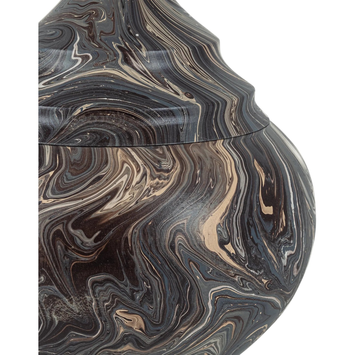 002 SI-2387151 | Additional Silo | Short Turret Box by Currey and Company in marbleized brown. Made from wood in a unique style.