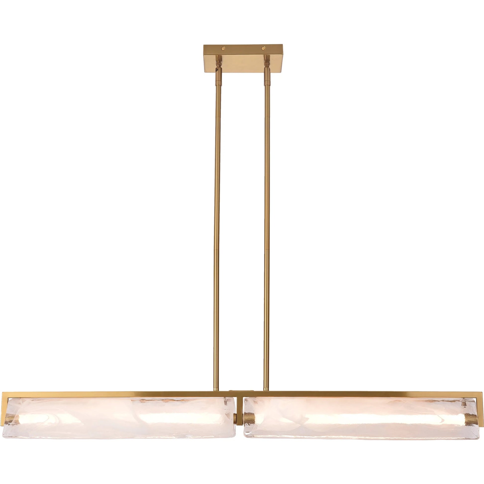 Mingle Linear Chandelier by Varaluz in satin brass. Made from unique in a modern style.