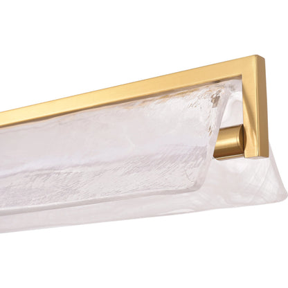 Mingle Linear Chandelier by Varaluz in satin brass. Made from unique in a modern style.
