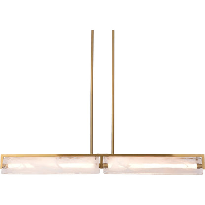 Mingle Linear Chandelier by Varaluz in satin brass. Made from unique in a modern style.
