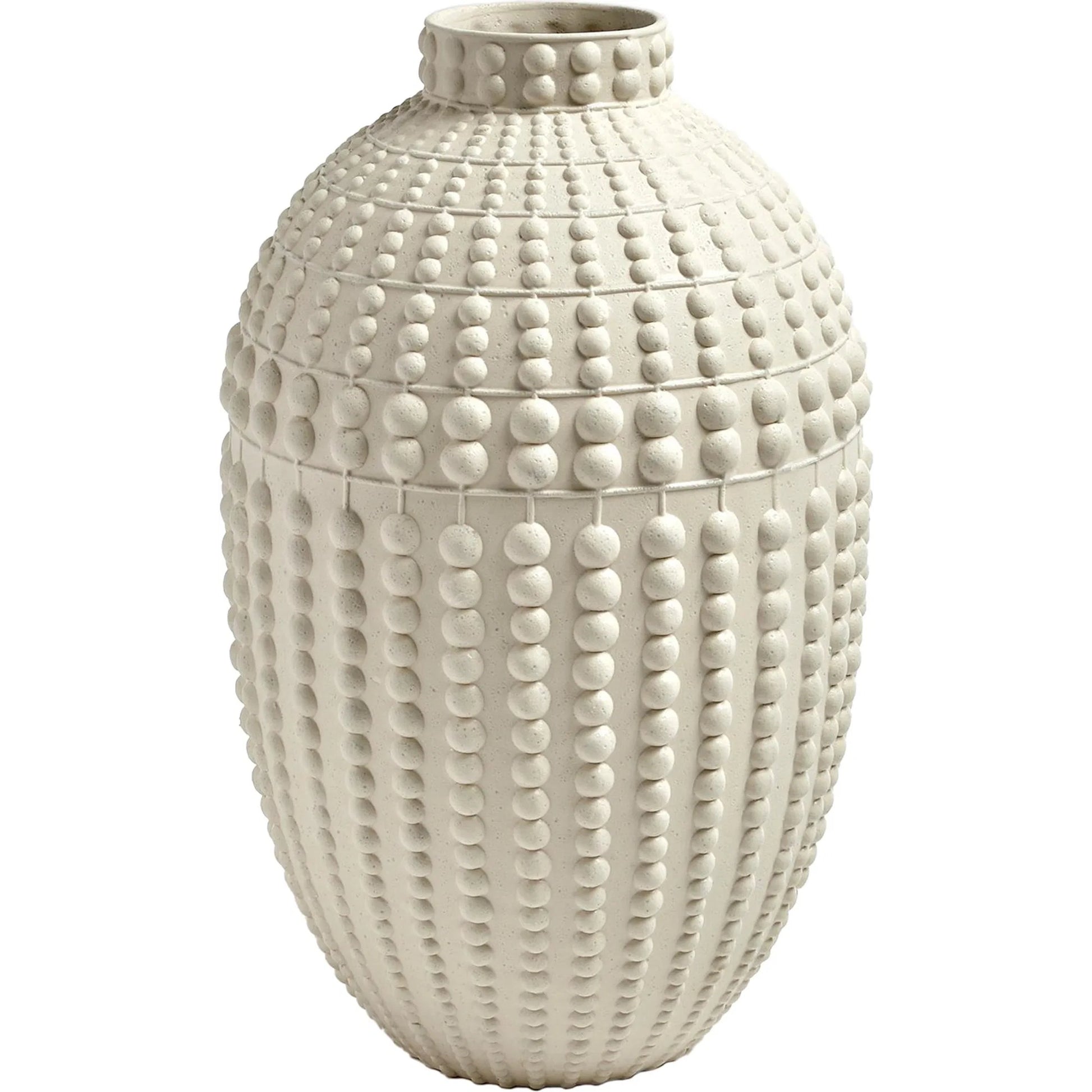 Nail Head Vase by Global Views in rustic white. Made from ceramic in a coastal style.