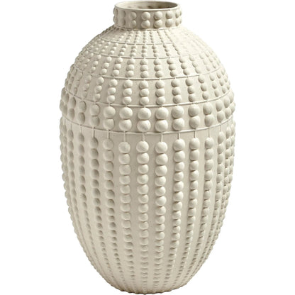 Nail Head Vase by Global Views in rustic white. Made from ceramic in a coastal style.