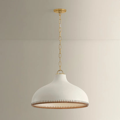 Southfields Pendant by Hudson Valley in aged brass, ceramic cream pebble. Made from ceramic in a unique style.