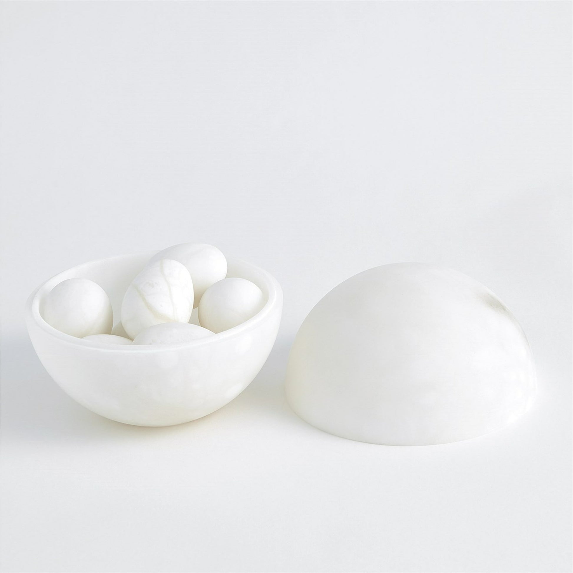 Alabaster Sphere Box by Global Views in white. Made from alabaster in a eclectic & global style.