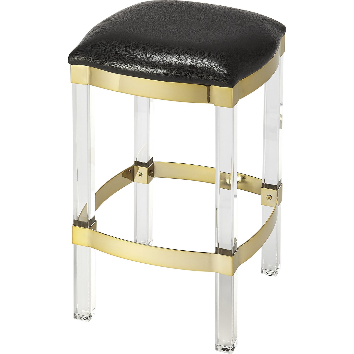 000 S-346262 | Primary Silo | Jordan Leather Counter Stool by Butler Specialty Company. Made from leather, urethane foam (7 fr), acrylic, stainless steel in a modern style.