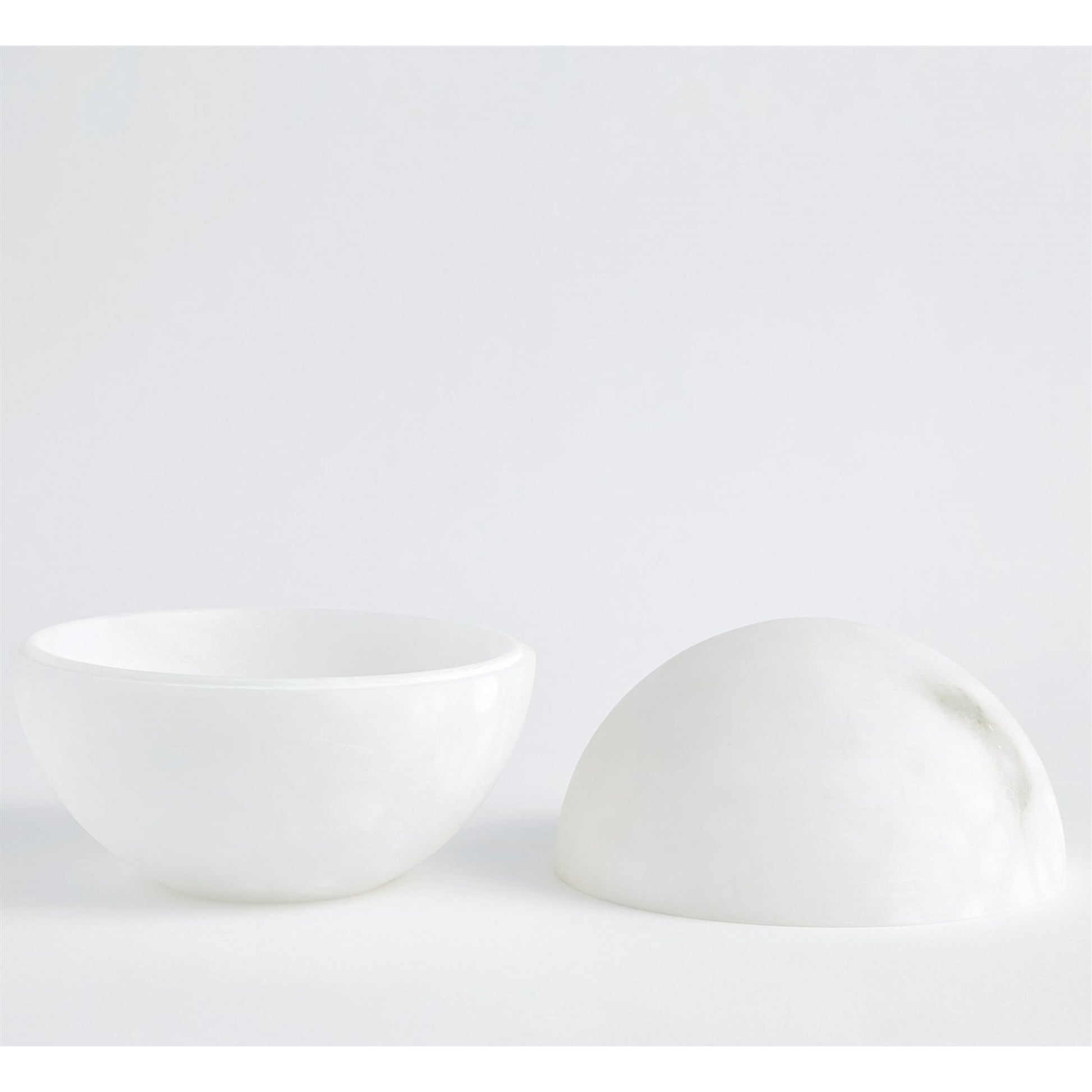 Alabaster Sphere Box by Global Views in white. Made from alabaster in a eclectic & global style.
