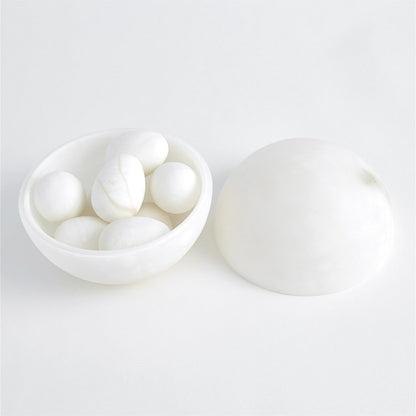 Alabaster Sphere Box by Global Views in white. Made from alabaster in a eclectic & global style.