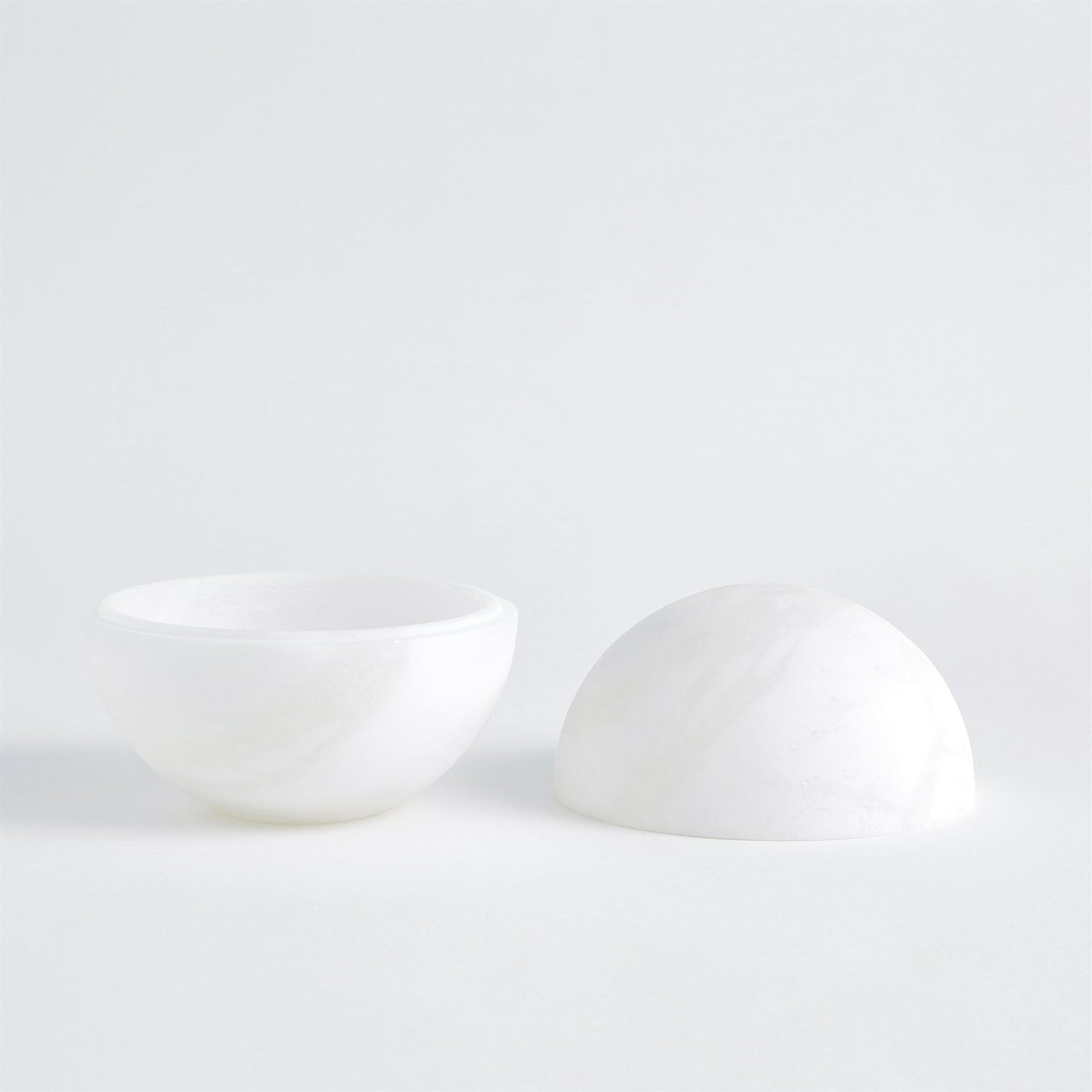 Alabaster Sphere Box by Global Views in white. Made from alabaster in a eclectic & global style.