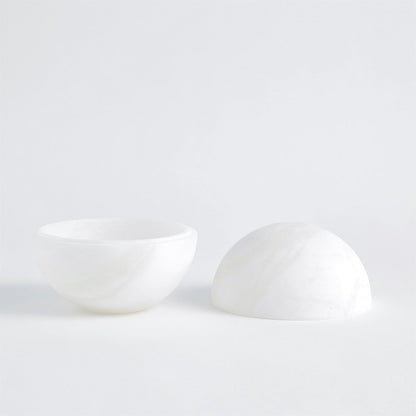 Alabaster Sphere Box by Global Views in white. Made from alabaster in a eclectic & global style.
