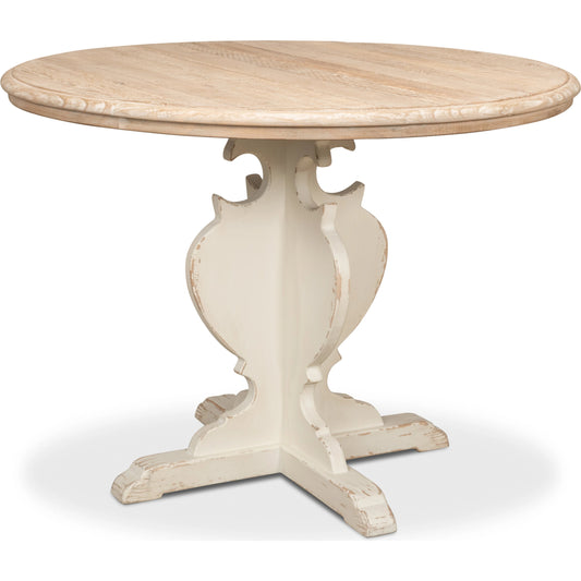 001 SI-1998182 | Primary Silo | Looks Like an Antique Bistro Table by Sarreid Ltd. in antique white, natural top. Made from reclaimed pine in a traditional style.