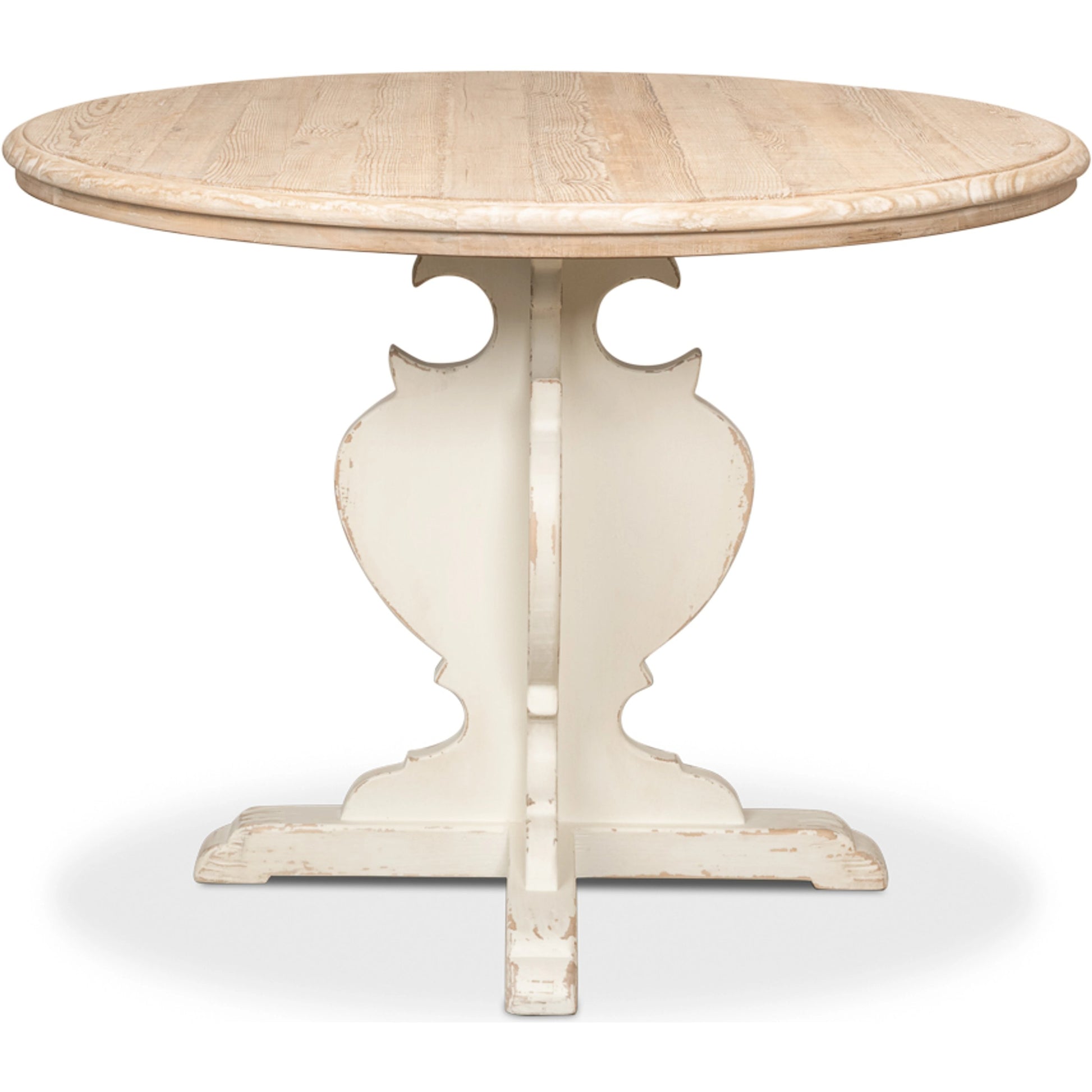 Looks Like an Antique Bistro Table by Sarreid Ltd. in antique white, natural top. Made from reclaimed pine in a traditional style.