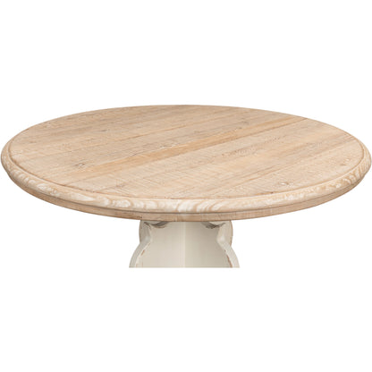 Looks Like an Antique Bistro Table by Sarreid Ltd. in antique white, natural top. Made from reclaimed pine in a traditional style.