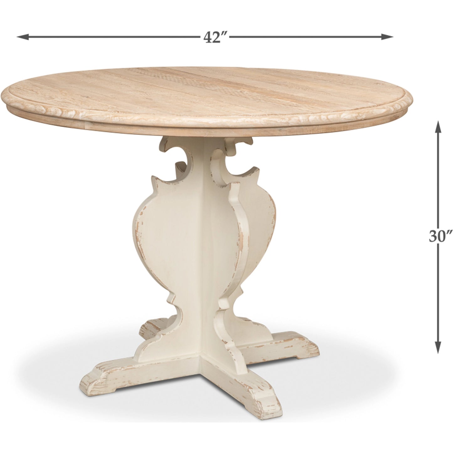 002 SI-1998182 | Additional Silo | Looks Like an Antique Bistro Table by Sarreid Ltd. in antique white, natural top. Made from reclaimed pine in a traditional style.