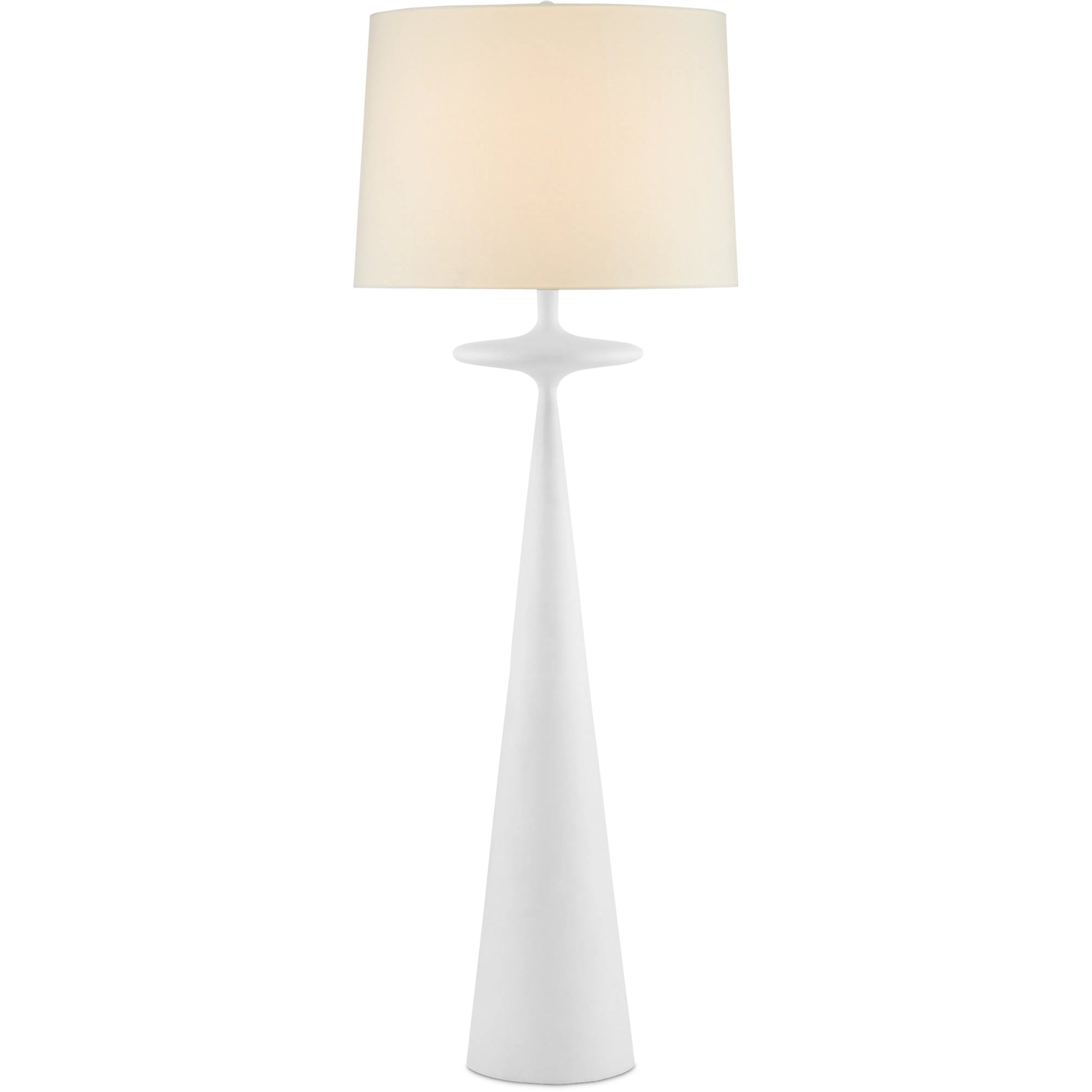 Giacomo Floor Lamp by Currey and Company in gesso white. Made from cast aluminum in a modern style.