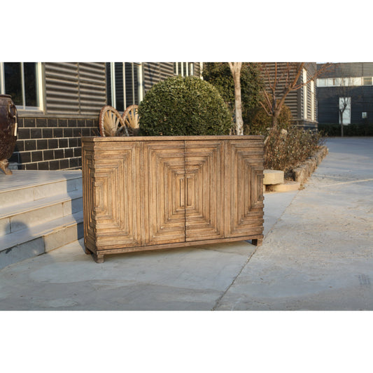 Saint Entrance Sideboard by Sarreid Ltd. in weathered driftwood. Made from pine in a modern style.