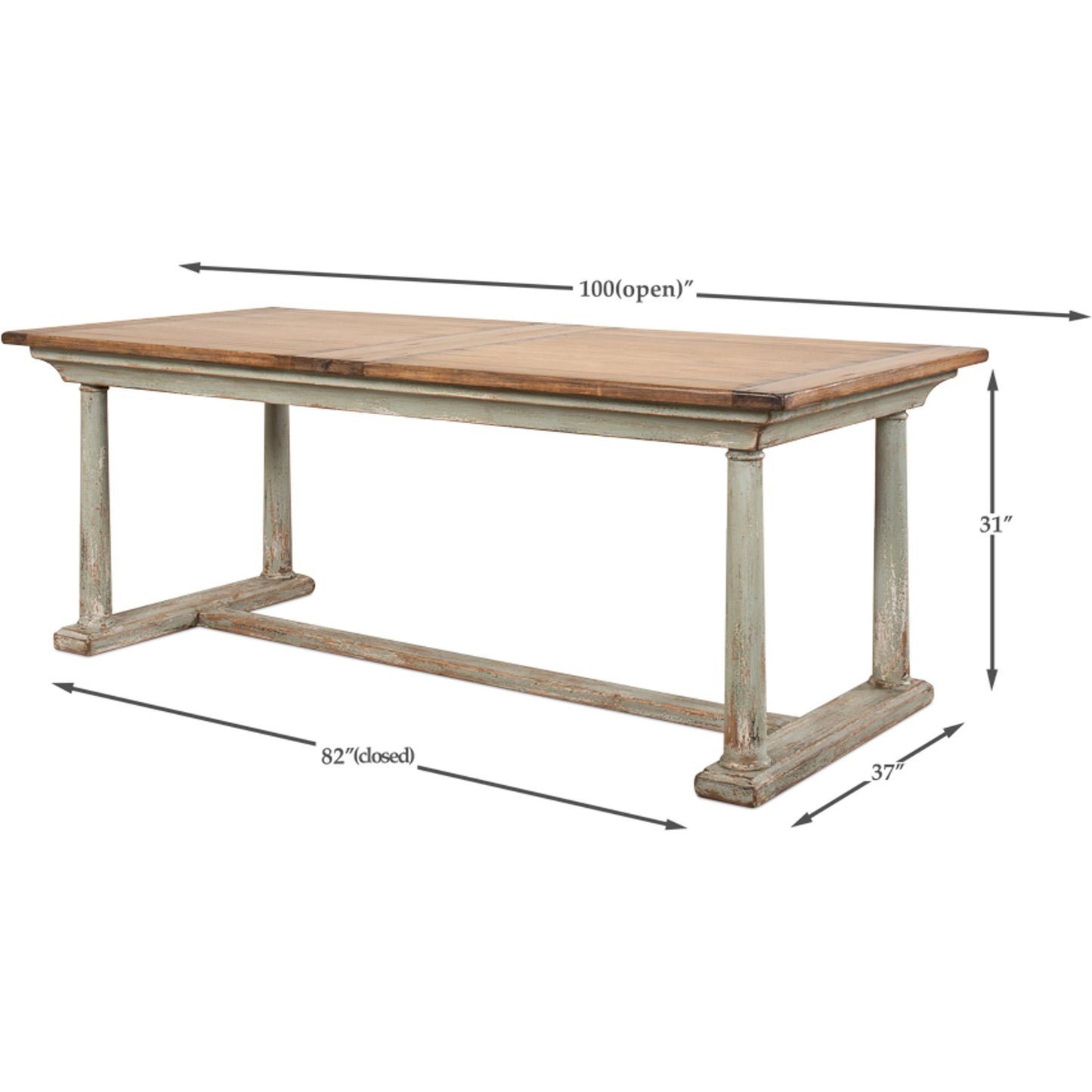 003 SI-1998187 | Additional Silo | Amelia Dining Table by Sarreid Ltd. in sage, natural. Made from pine in a modern style.