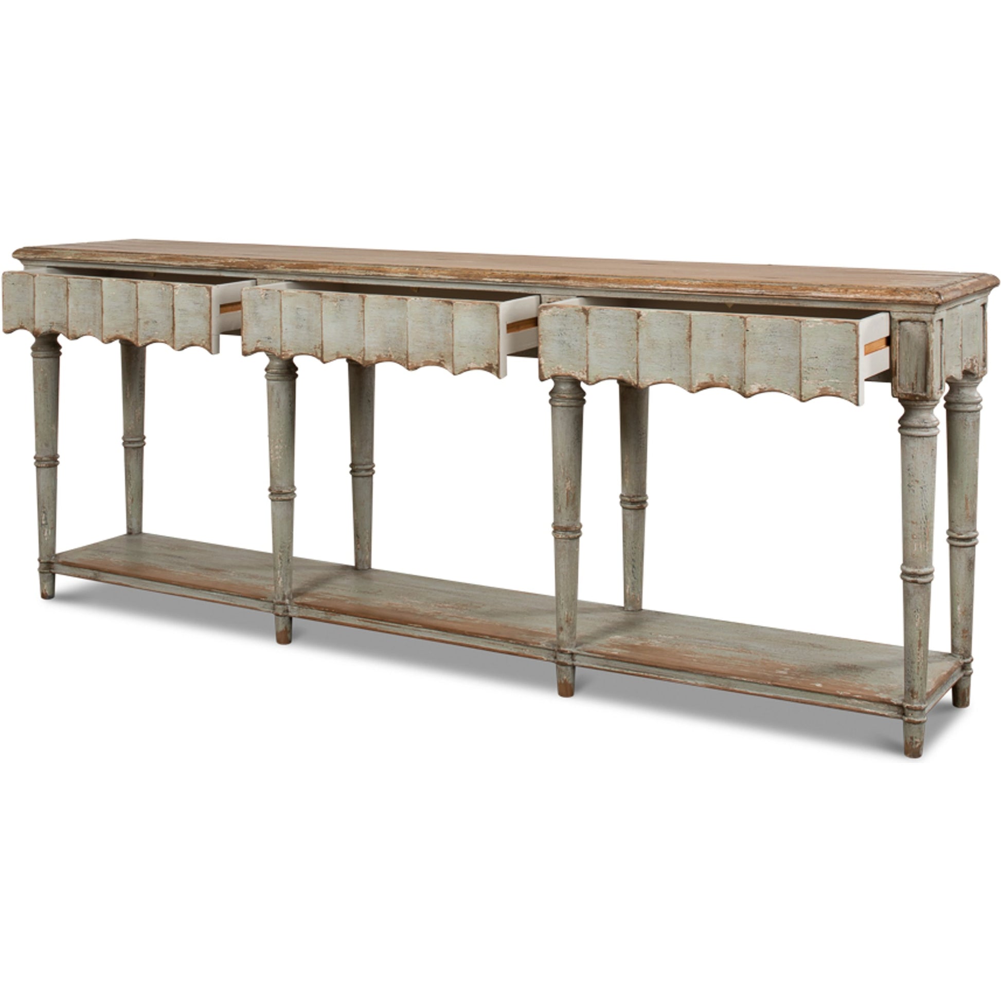 Chantal Console Table by Sarreid Ltd.. Made from pine in a cottage & farmhouse style.