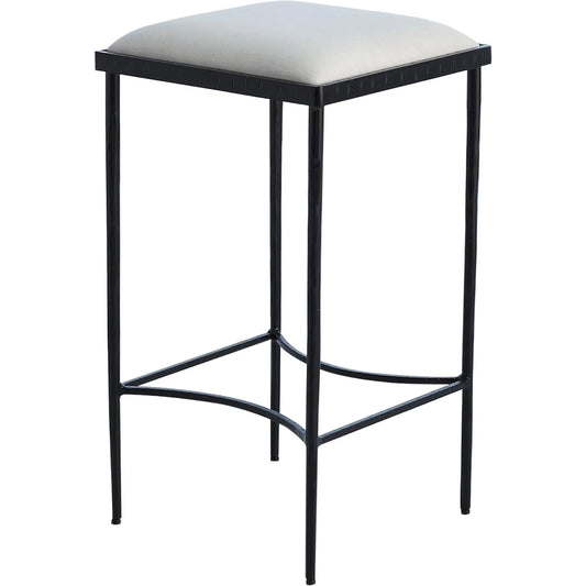 Hammered Counter Stool by Global Views in rustic gun metal powder coat. Made from iron in a transitional style.