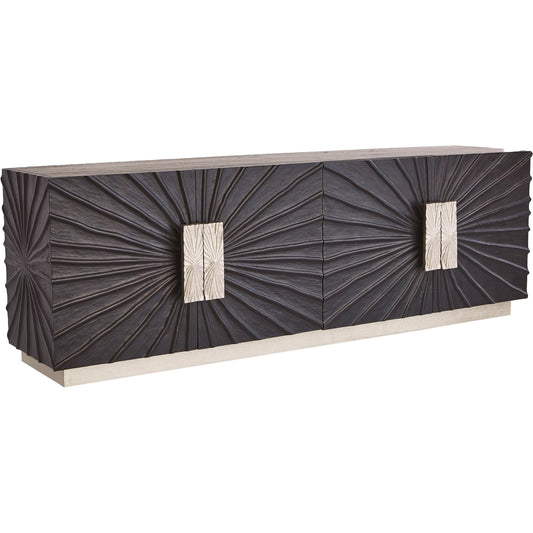 001 SR-701890 | Primary Silo | Pleated Media Cabinet by Global Views in black, nickel. Made from pine, aluminum, metal, glass in a eclectic & global style.