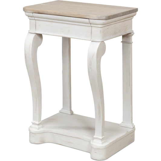 Bungalow Night Stand by Sarreid Ltd. in white, moonskin. Made from pine wood in a modern style.