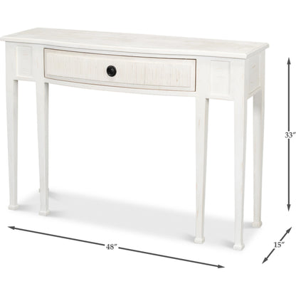 Madora Bungalow Console Table by Sarreid Ltd. in bungalow grey. Made from beechwood in a transitional style.