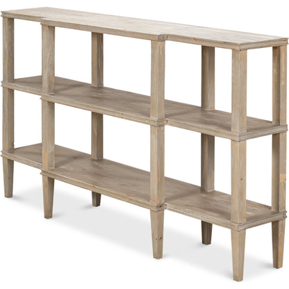 Grange Bungalow Console by Sarreid Ltd. in grey thorne. Made from beechwood in a modern style.