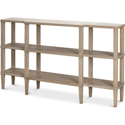 Grange Bungalow Console by Sarreid Ltd. in grey thorne. Made from beechwood in a modern style.