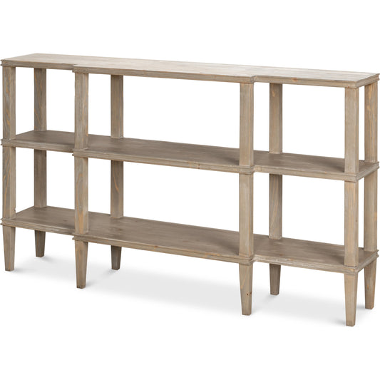 Grange Bungalow Console by Sarreid Ltd. in grey thorne. Made from beechwood in a modern style.