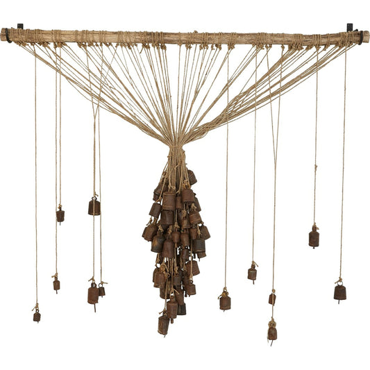 Bells Wall Art by Global Views. Made from iron, rope, wood in a coastal style.