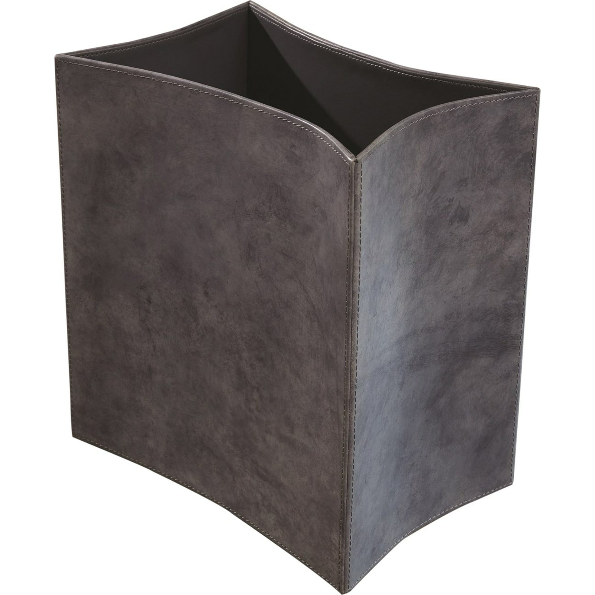 Folded Leather Wastebasket by Global Views. Made from leather in a modern style.