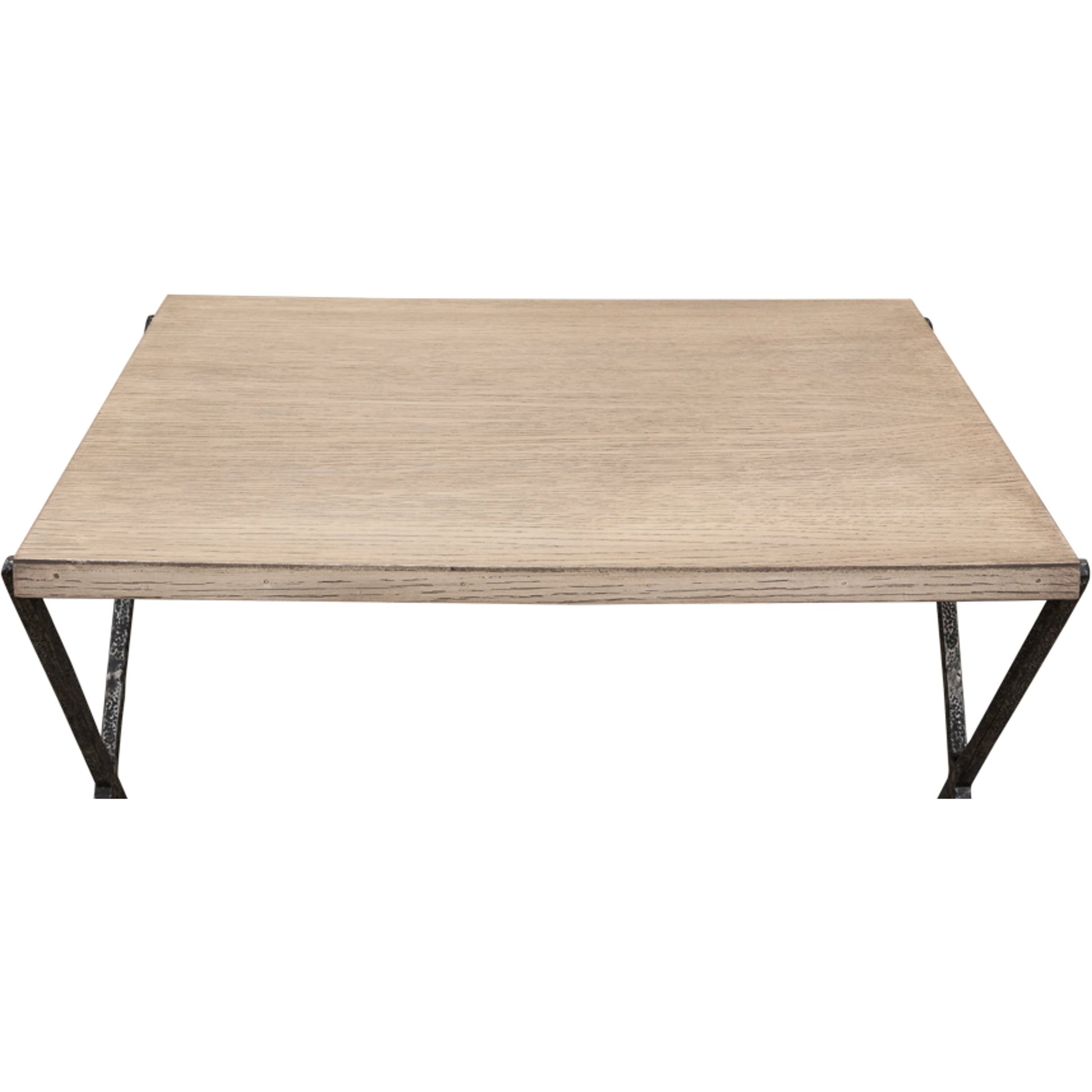 Nathanial Side Table by Sarreid Ltd. in flaky pine. Made from pine veneer, hand forged iron in a modern style.