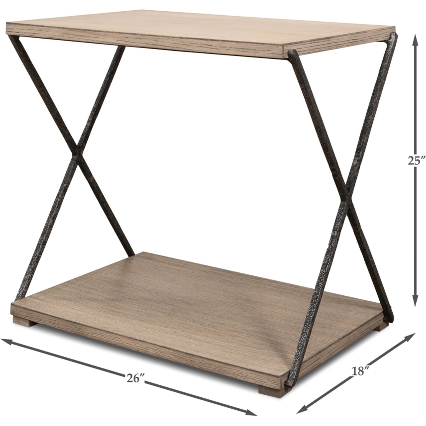 003 SI-1998232 | Additional Silo | Nathanial Side Table by Sarreid Ltd. in flaky pine. Made from pine veneer, hand forged iron in a modern style.