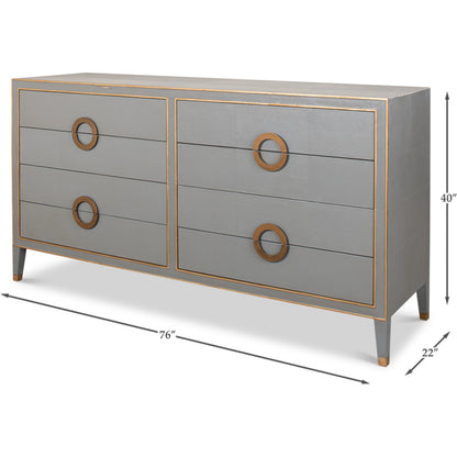 Gabriella Chest of Drawers by Sarreid Ltd.. Made from wood, embossed shagreen leather in a modern style.