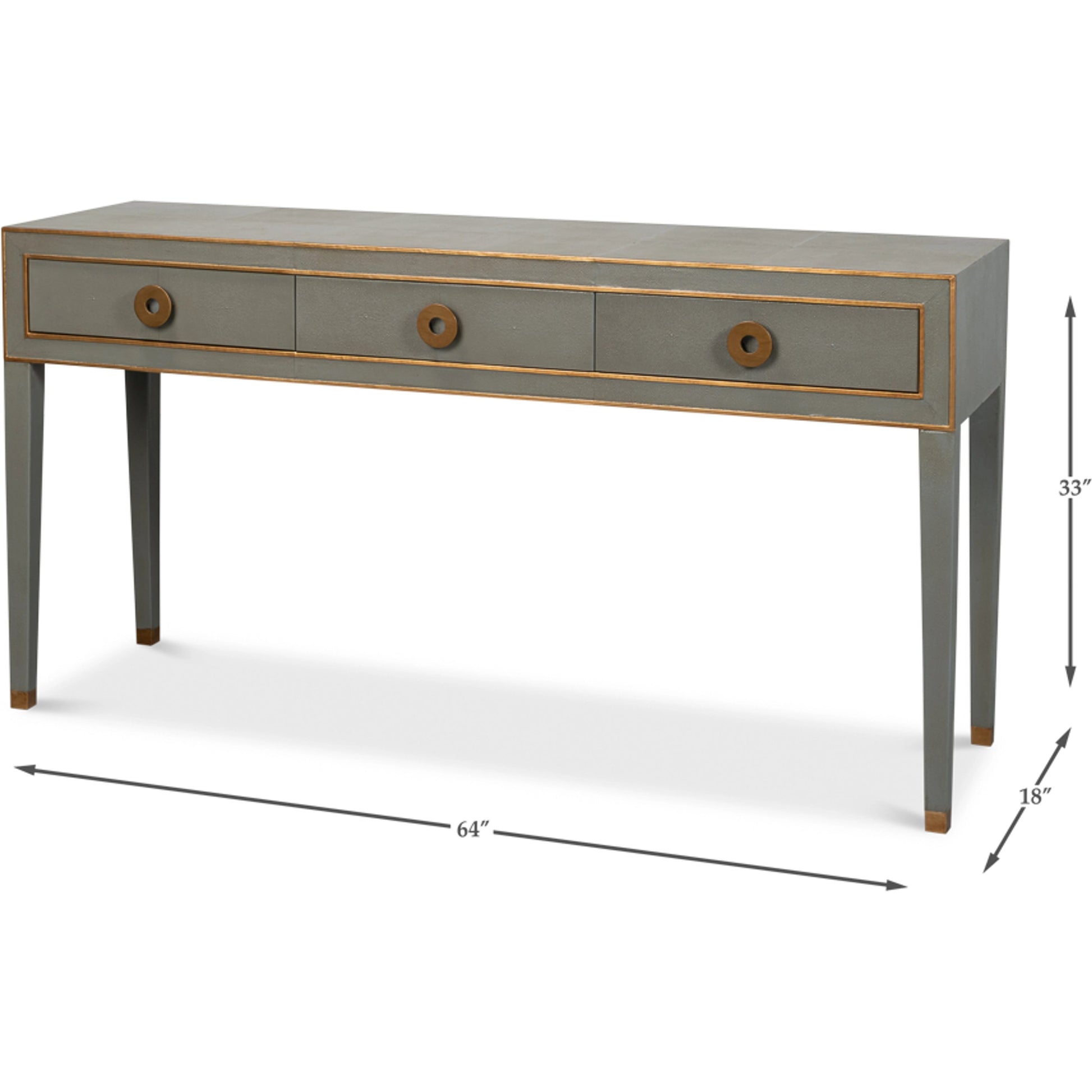 Gabriella Console by Sarreid Ltd. in storm grey. Made from wood, embossed shagreen leather in a modern style.