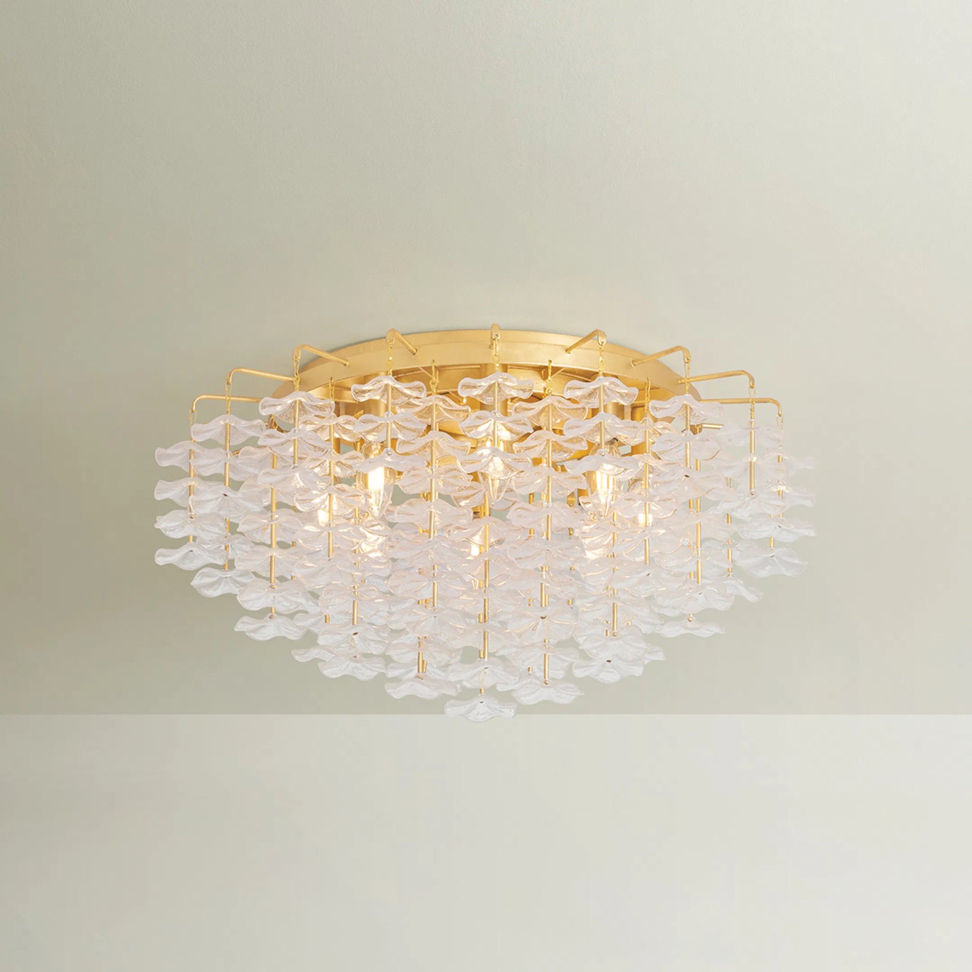 Alsace Semi Flush by Corbett in vintage gold leaf. Made from unique in a eclectic & global style.