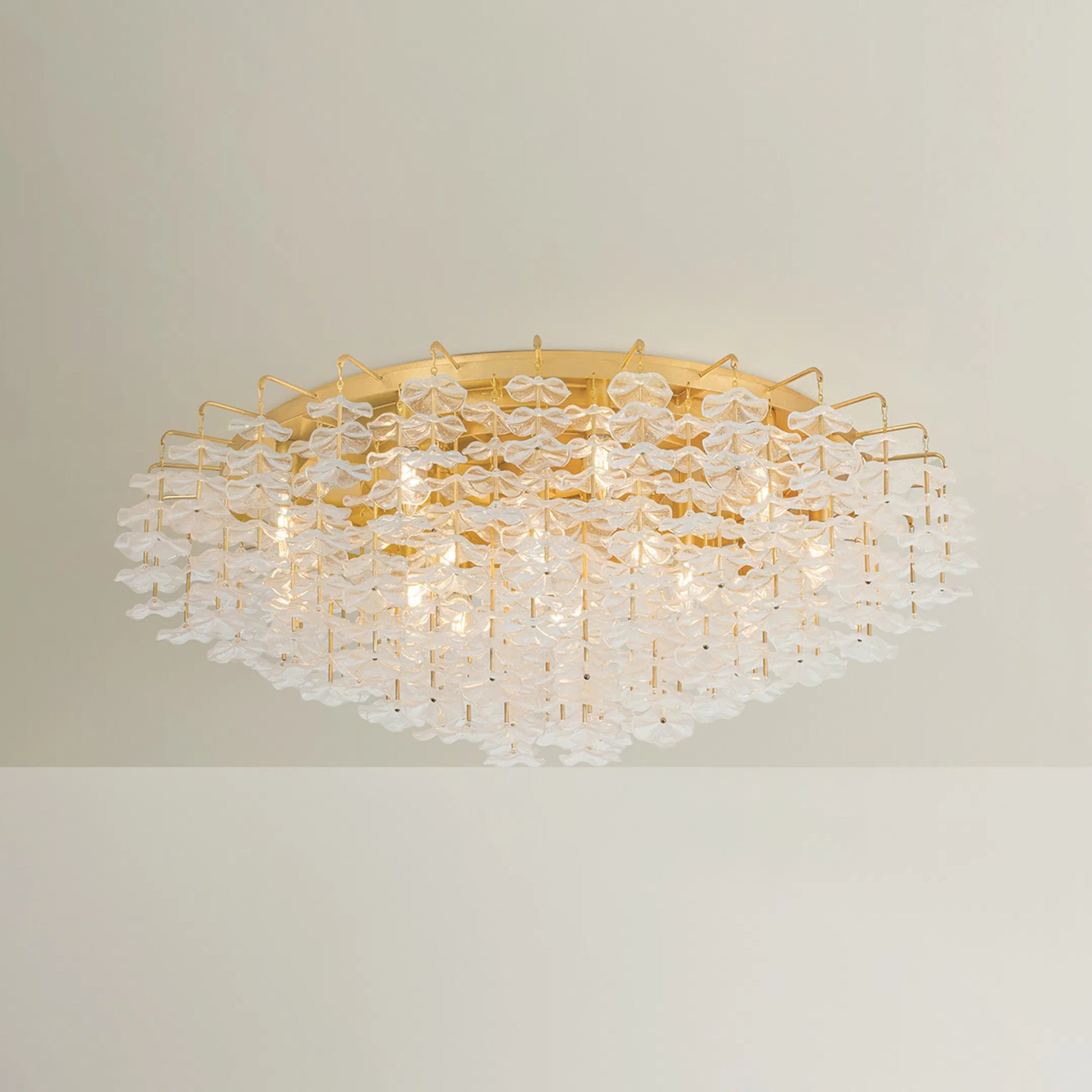 Alsace Semi Flush by Corbett in vintage gold leaf. Made from unique in a eclectic & global style.