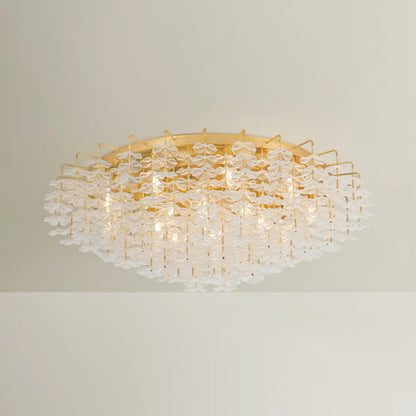 Alsace Semi Flush by Corbett in vintage gold leaf. Made from unique in a eclectic & global style.
