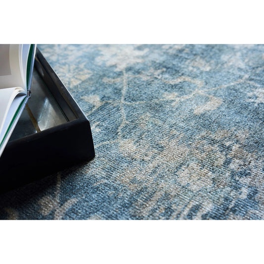 Kensington 5340 Rug by Exquisite Rugs in navy. Made from wool, bamboo silk in a unique style.