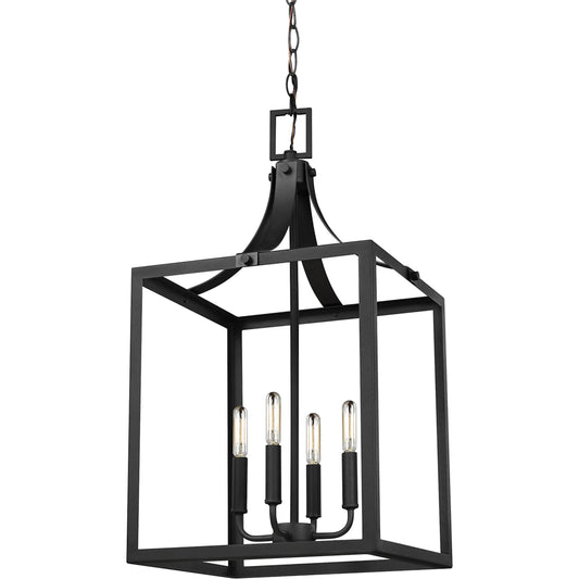 Labette Large Four Light Hall / Foyer by Visual Comfort & Co. in black. Made from steel in a unique style.