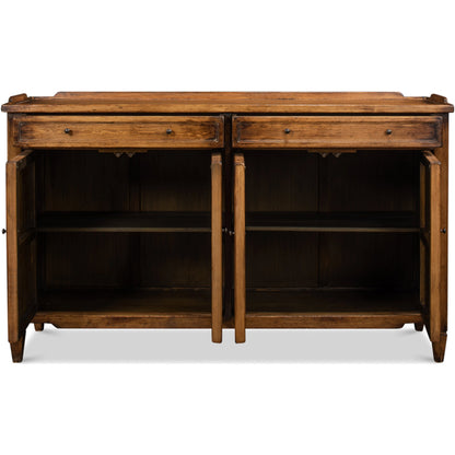 Madigan Sideboard by Sarreid Ltd. in antique black. Made from reclaimed wood in a traditional style.