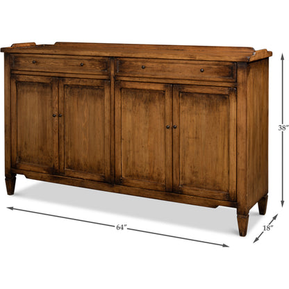 Madigan Sideboard by Sarreid Ltd. in antique black. Made from reclaimed wood in a traditional style.