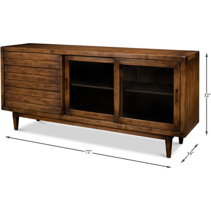 Reese Sideboard by Sarreid Ltd. in antique white. Made from pine in a modern style.