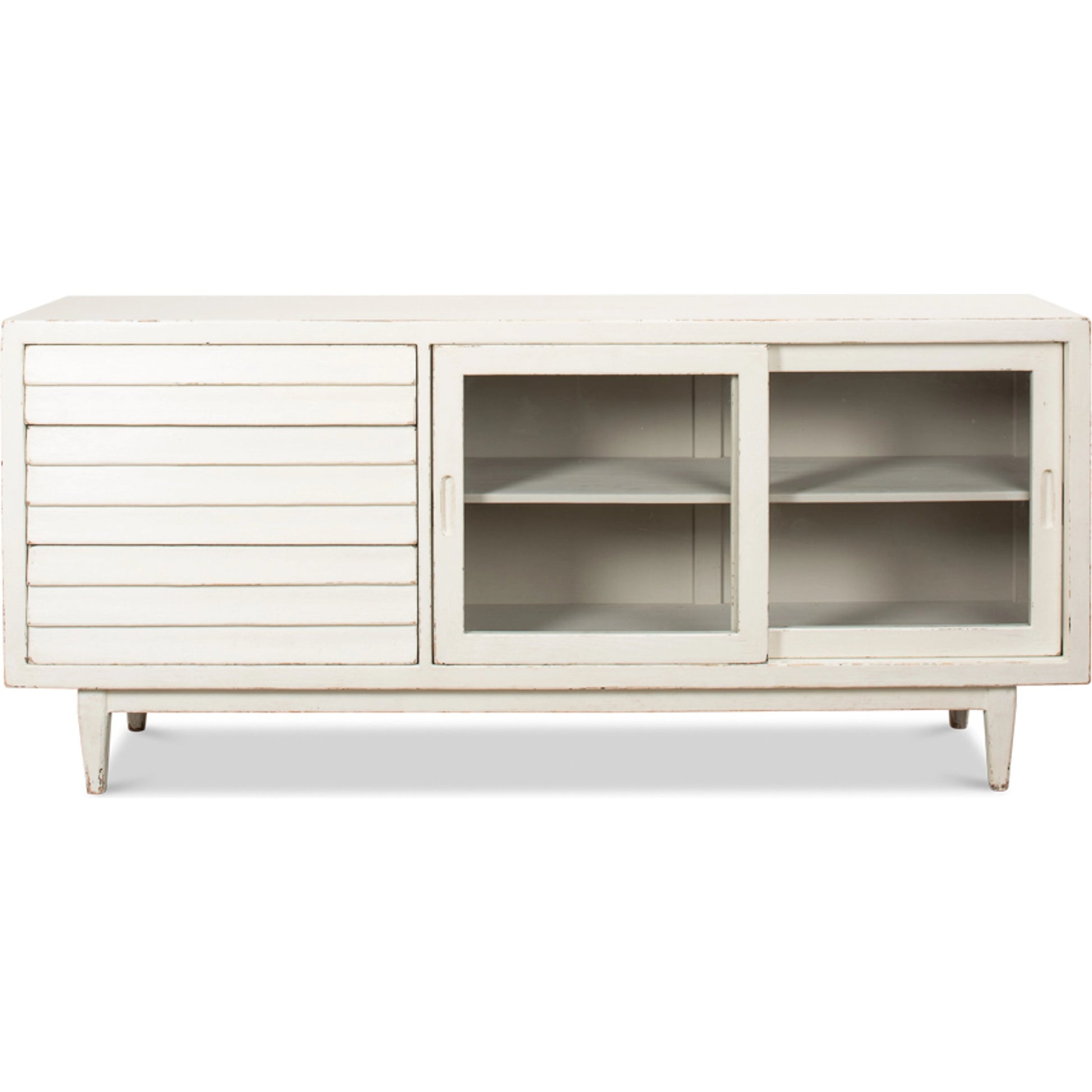 Reese Sideboard by Sarreid Ltd. in antique white. Made from pine in a modern style.