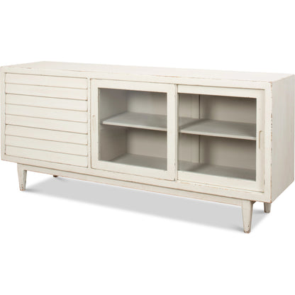 Reese Sideboard by Sarreid Ltd. in antique white. Made from pine in a modern style.