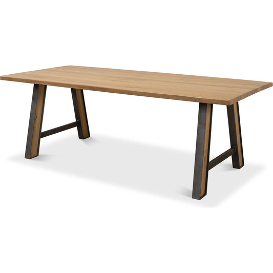 Missone Dining Table by Sarreid Ltd. in driftwood, gunmetal. Made from ship wood, iron in a modern style.
