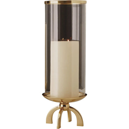 Quad Base Hurricane by Global Views in brass. Made from brass, glass in a transitional style.