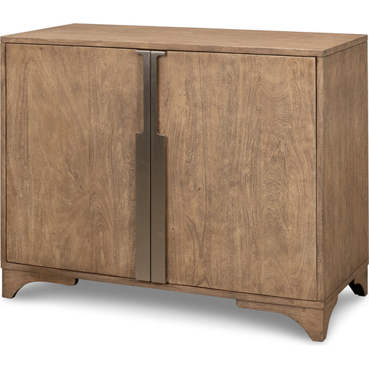 Augustus 2 Door Cabinet by Sarreid Ltd. in flaky pine. Made from acacia, iron, antique nickel in a modern style.