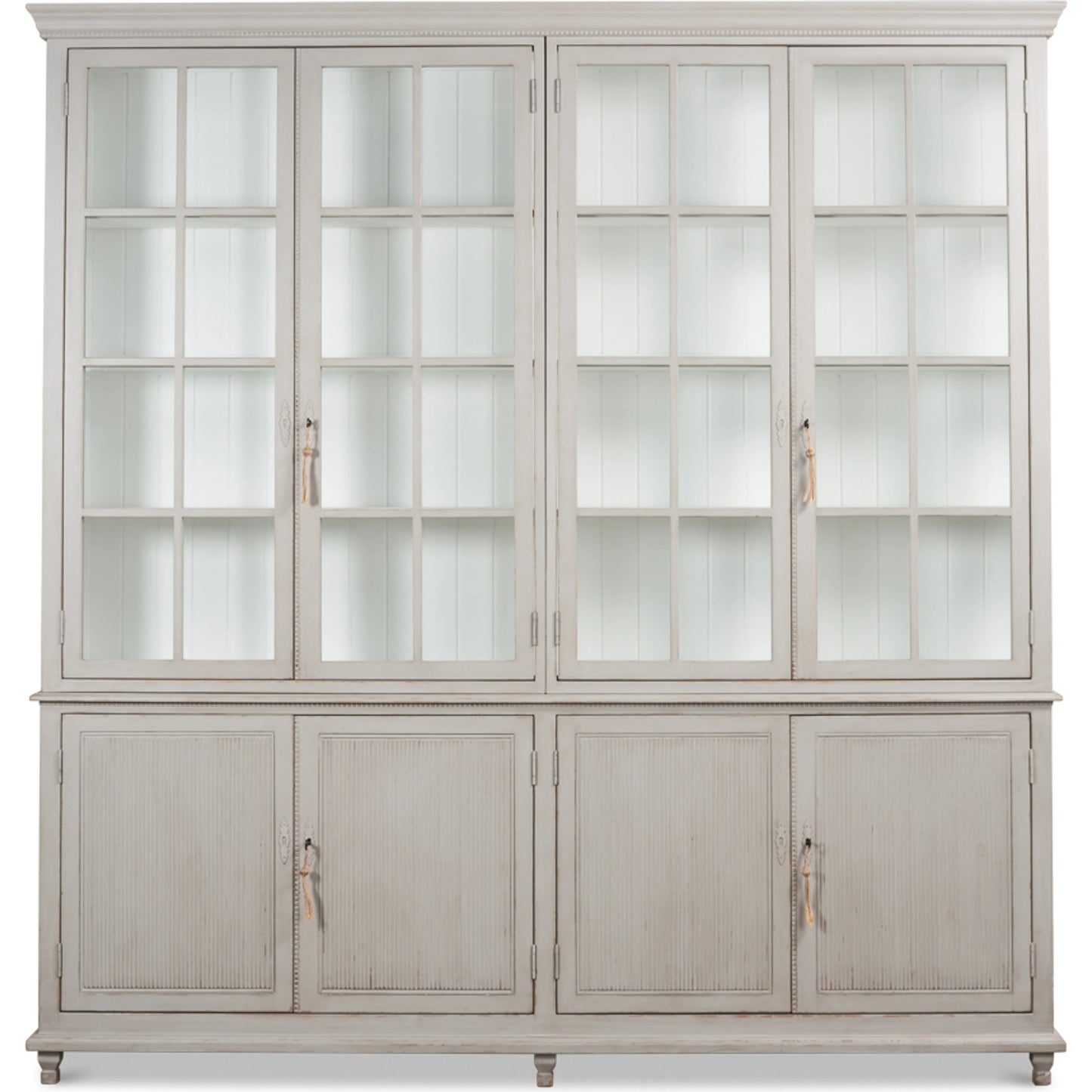 002 SI-1998306 | Additional Silo | Harper Glass Front Bookcase by Sarreid Ltd. in soft grey. Made from pine, glass in a modern style.